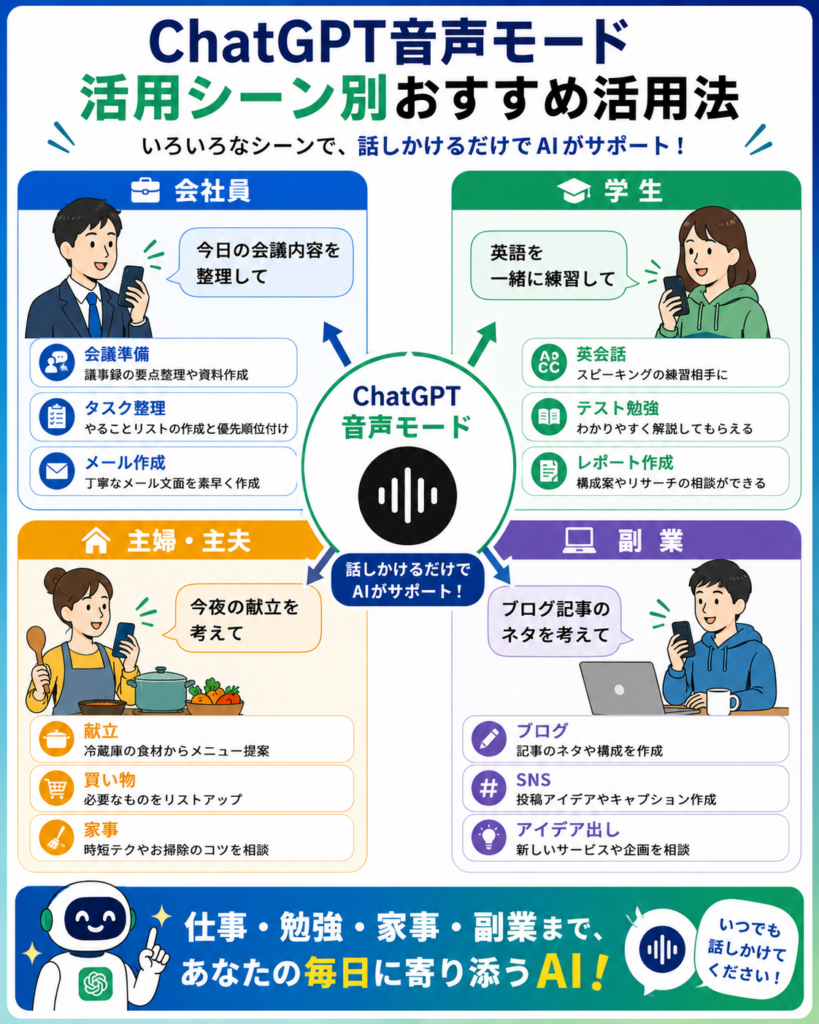 ChatGPT音声モードのシーン別活用法