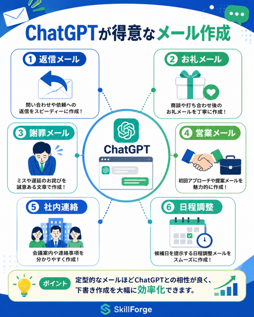 ChatGPTが作成を得意とするメールの種類