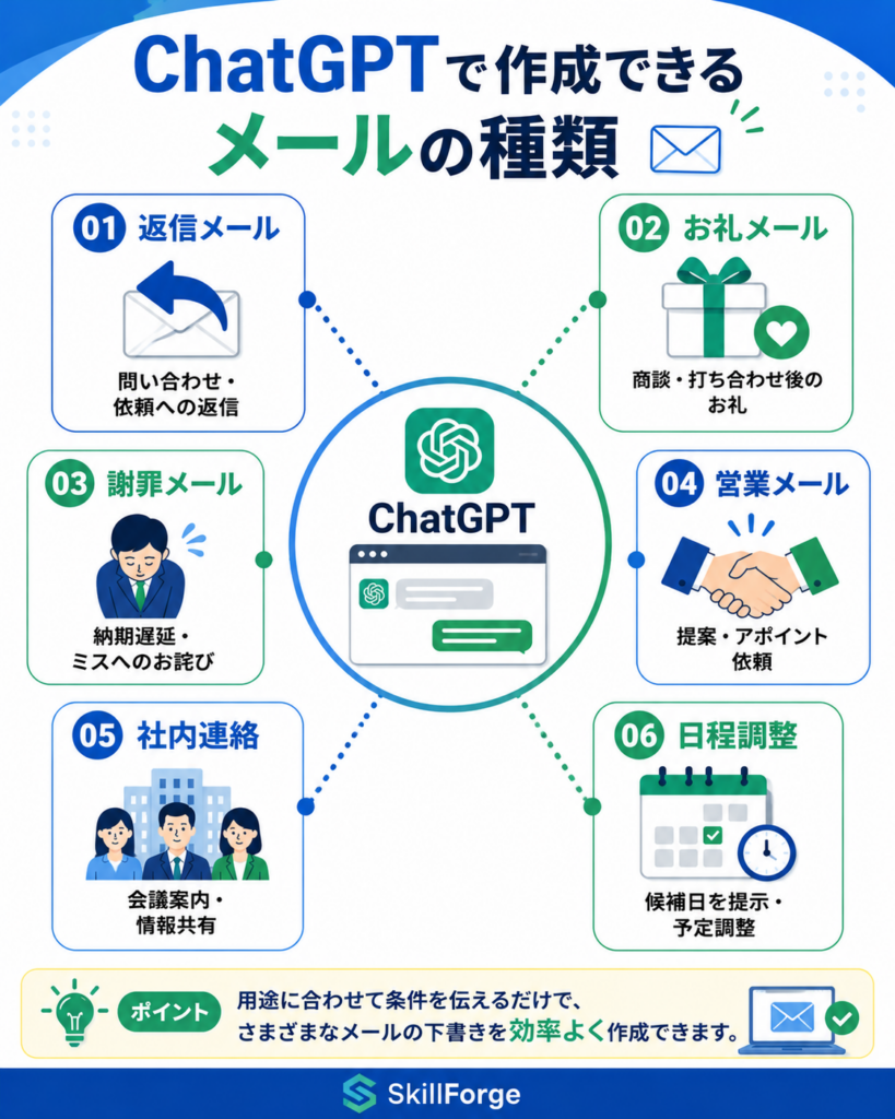 ChatGPTによるシーン別メール作成例