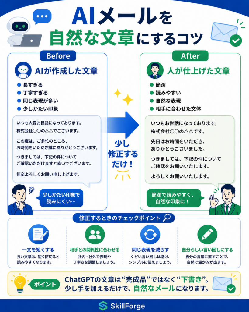 AIメールを自然な文章に仕上げるコツ