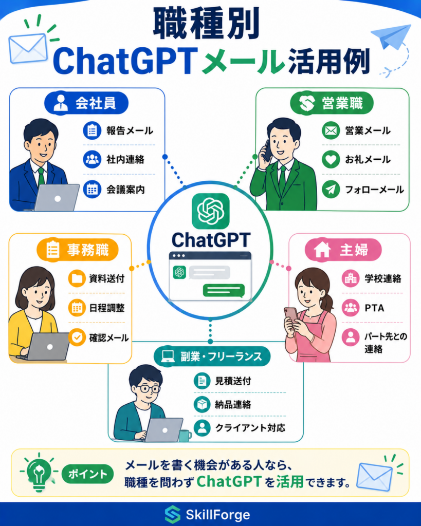 ChatGPTメール作成の職種別おすすめ活用法