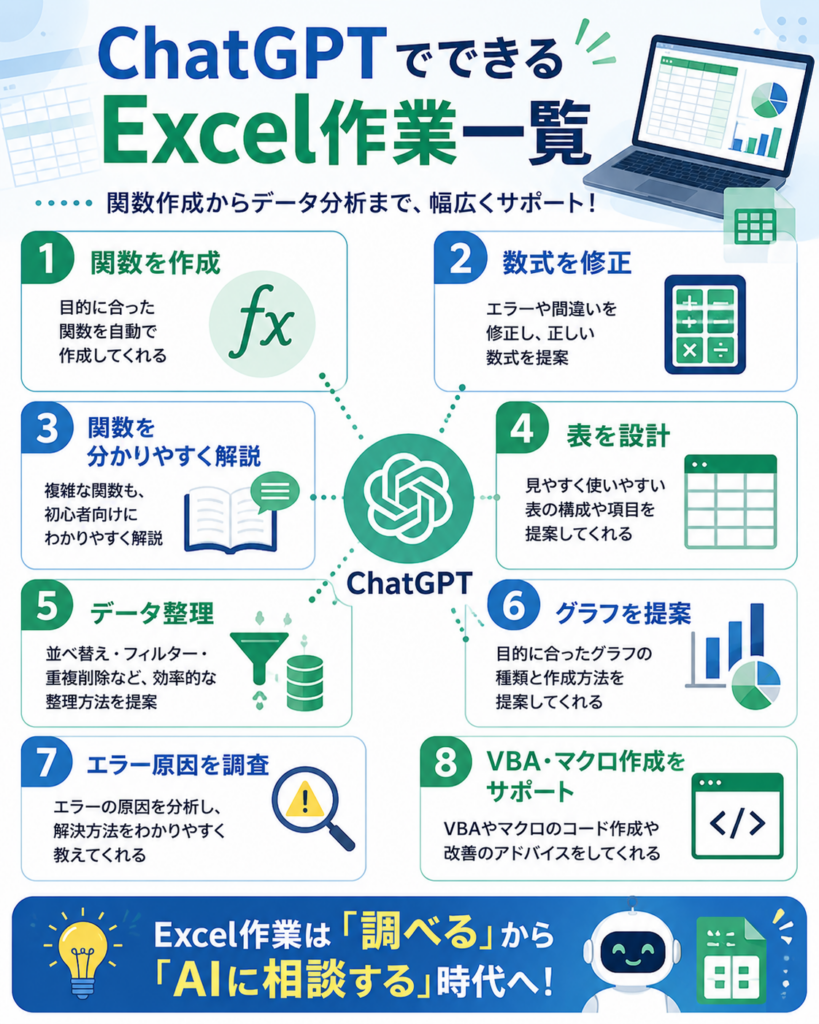 ChatGPTで効率化できるExcel作業一覧