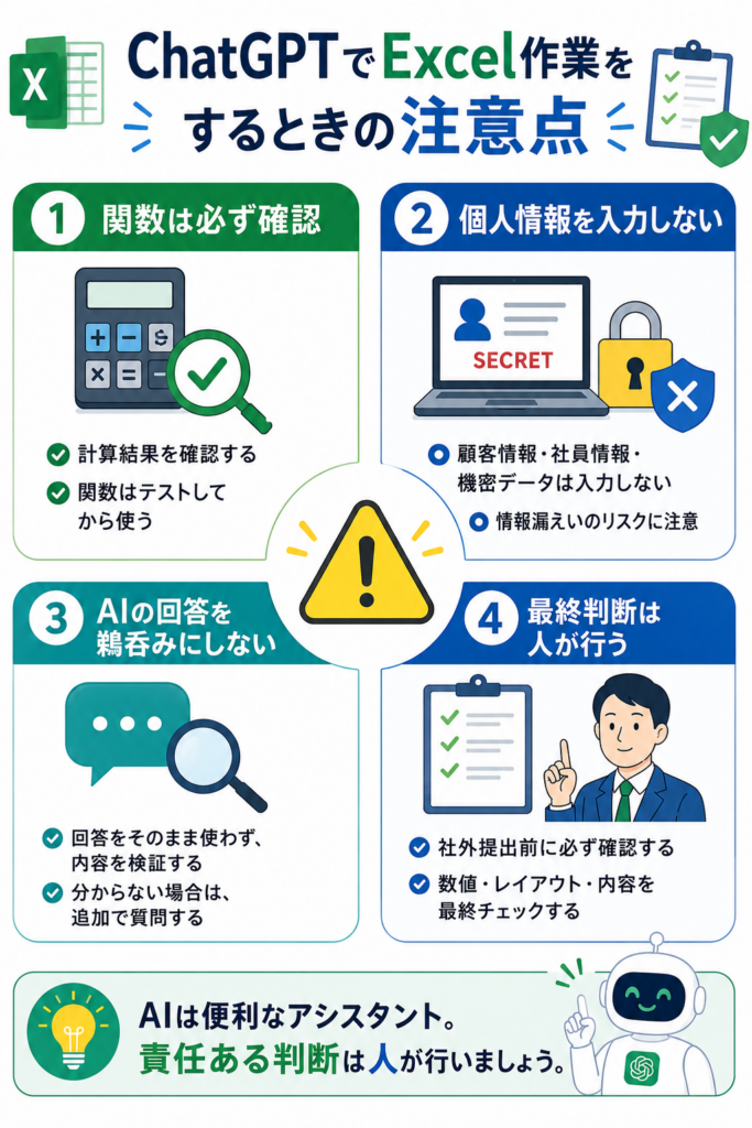 ChatGPTでExcel作業をするときの注意点