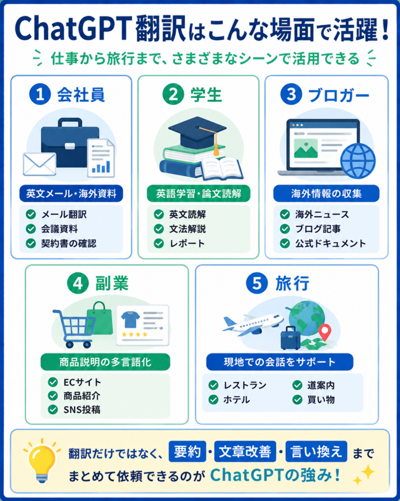 ChatGPT翻訳の用途別活用例