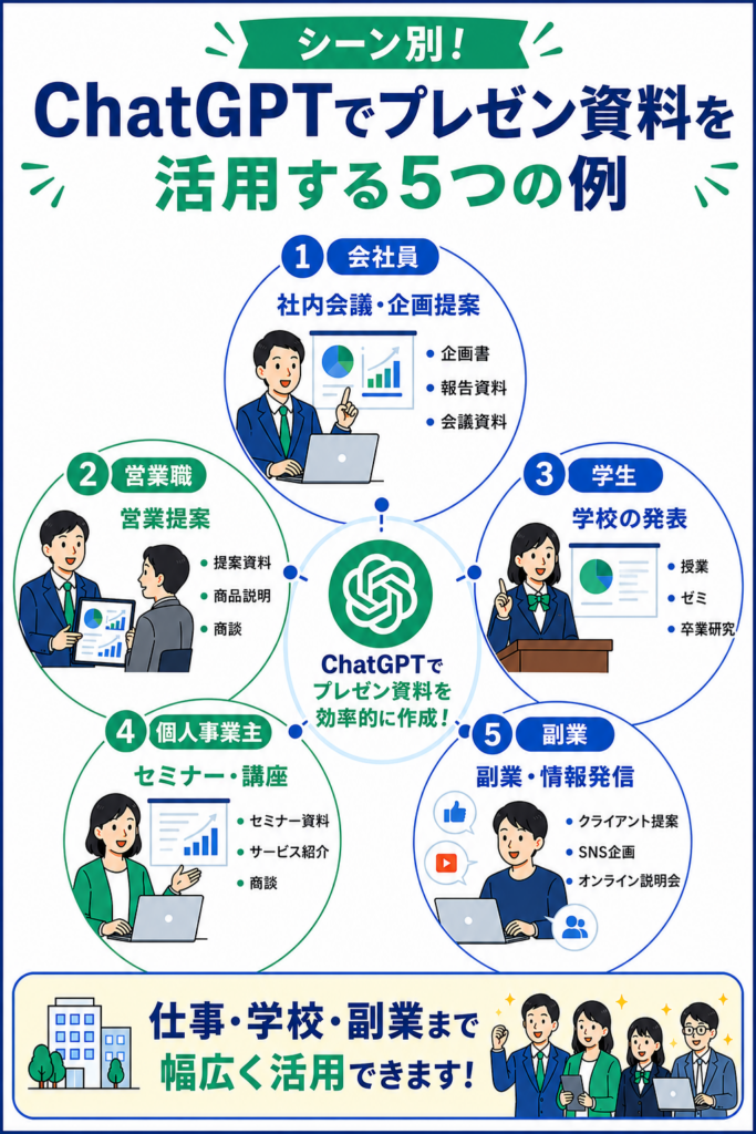 ChatGPTによるプレゼン資料作成のシーン別活用例