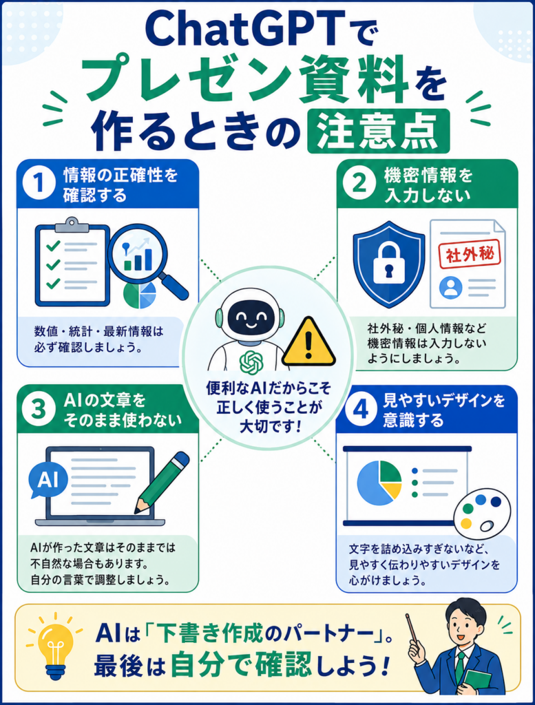 ChatGPTでプレゼン資料を作るときの注意点