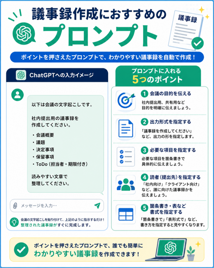 議事録作成に使えるおすすめプロンプト