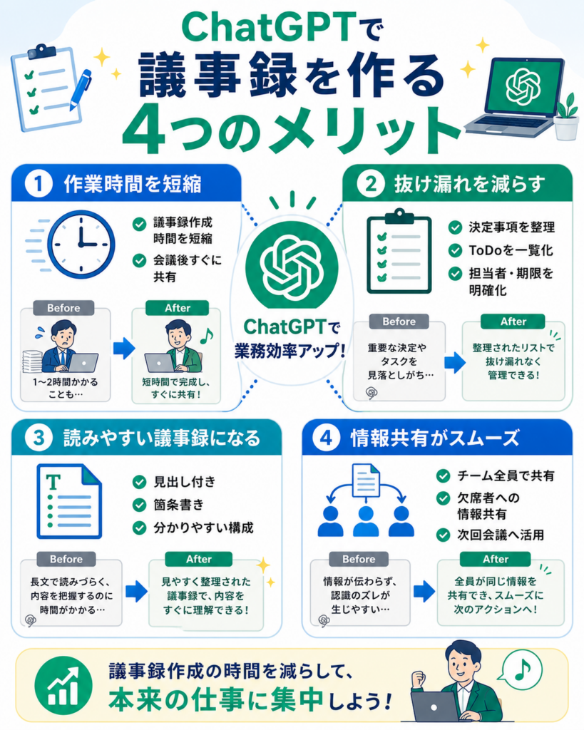 ChatGPTで議事録を作るメリット