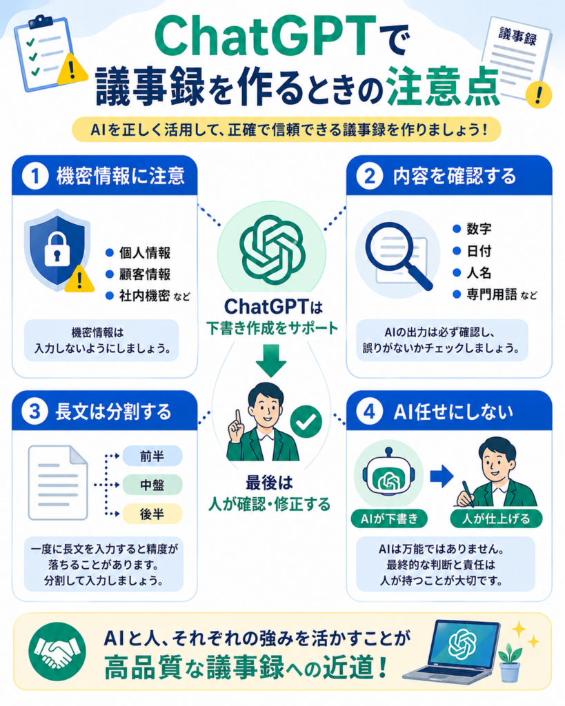 ChatGPTで議事録を作る際の注意点