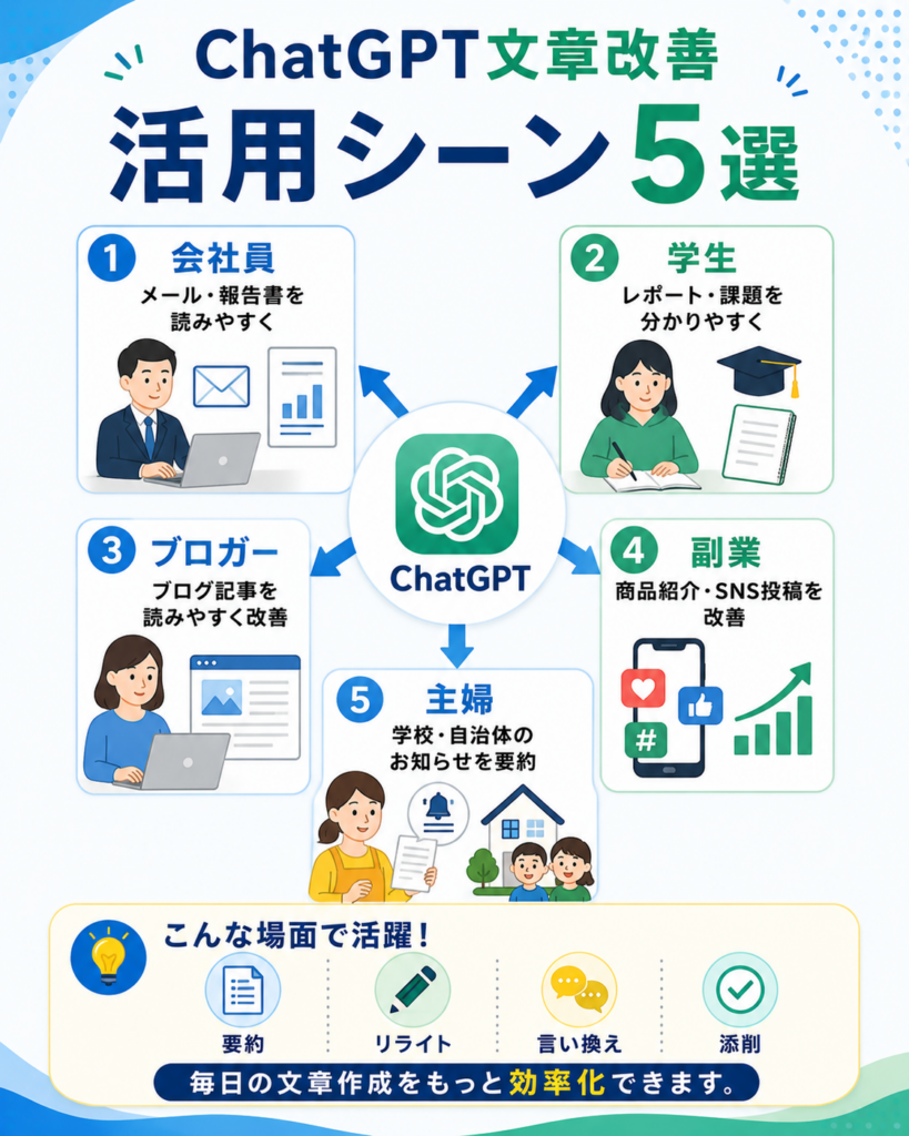 ChatGPTによる文章改善の用途別活用例