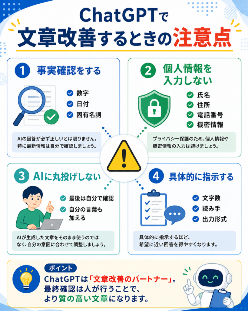 ChatGPTで文章を改善するときの注意点