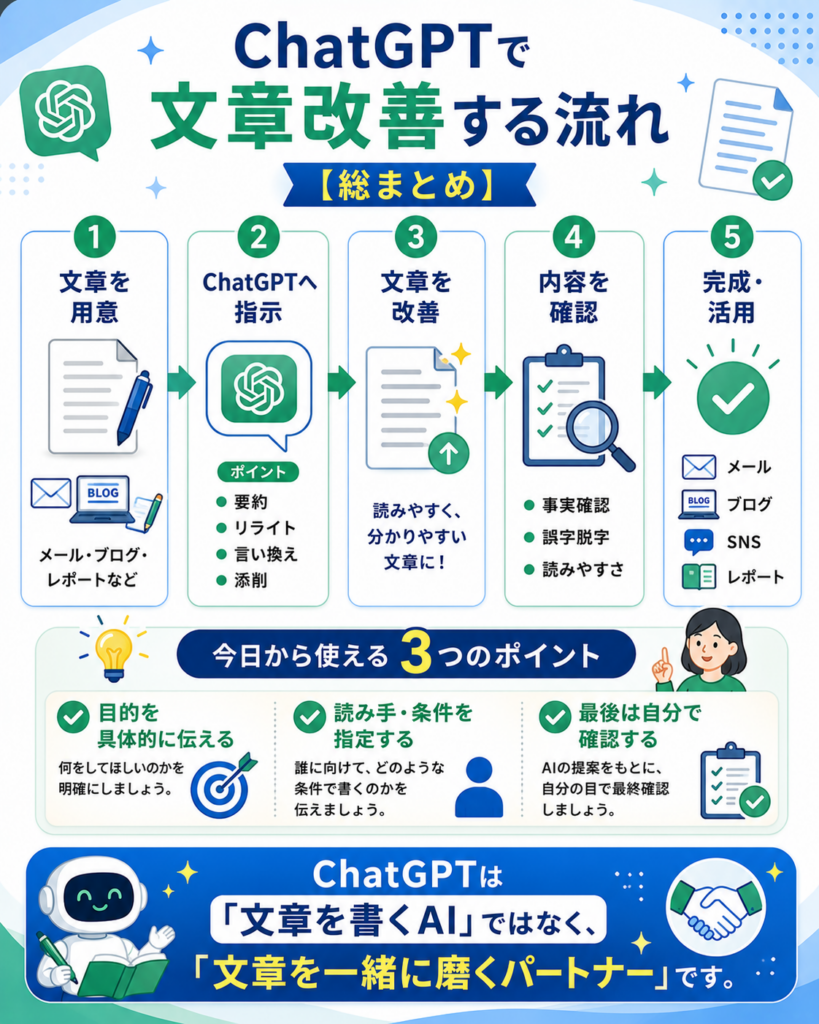 ChatGPTで文章を要約・リライトする方法のまとめ