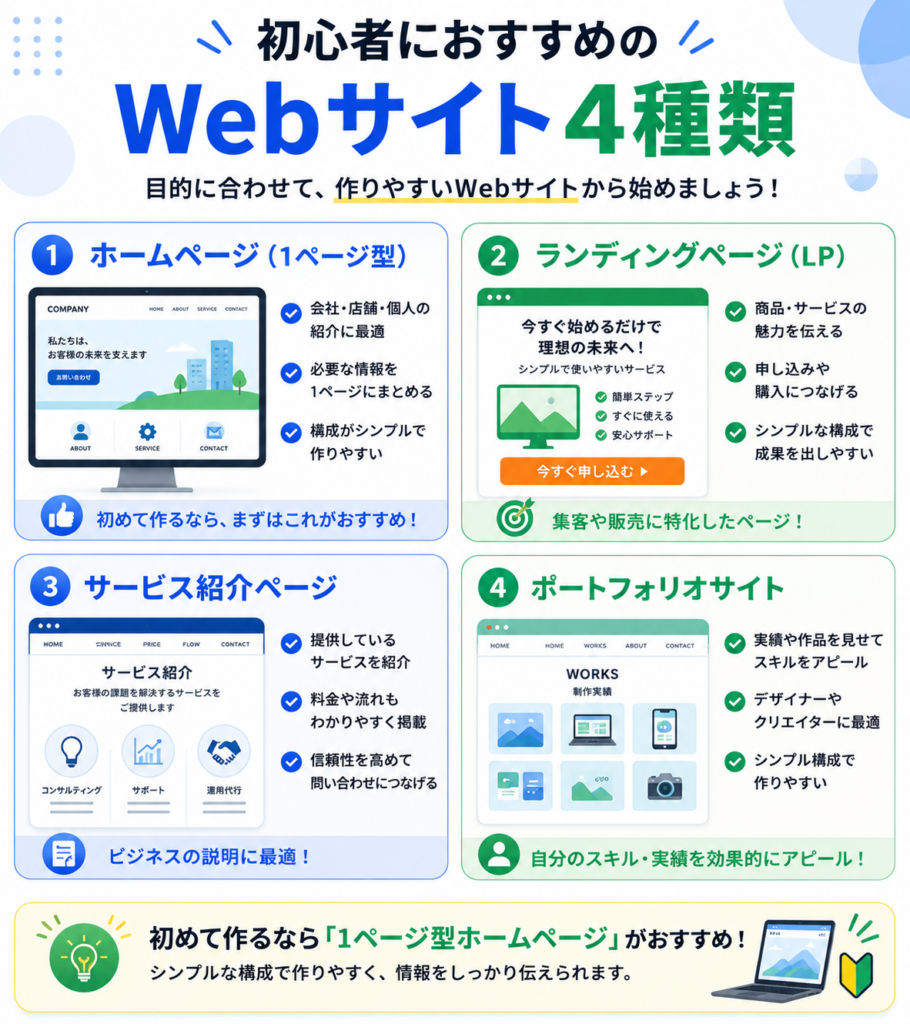 初心者がChatGPTで作りやすいWebサイトの種類