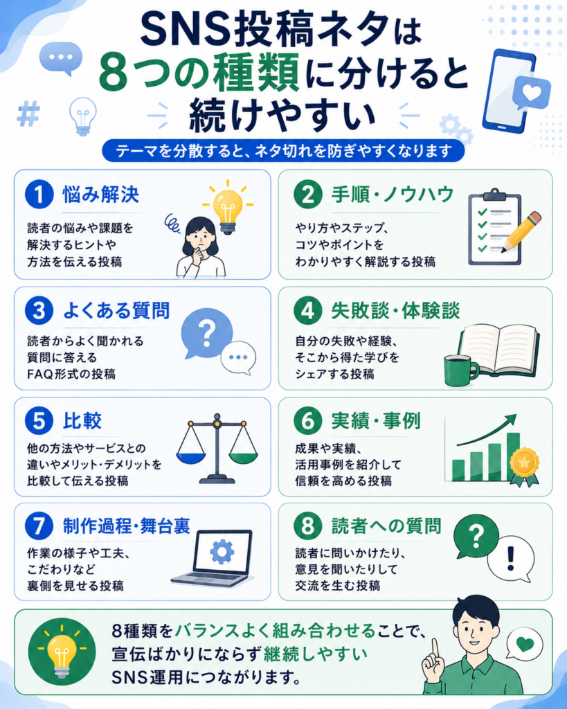 SNS投稿ネタの種類を整理した図