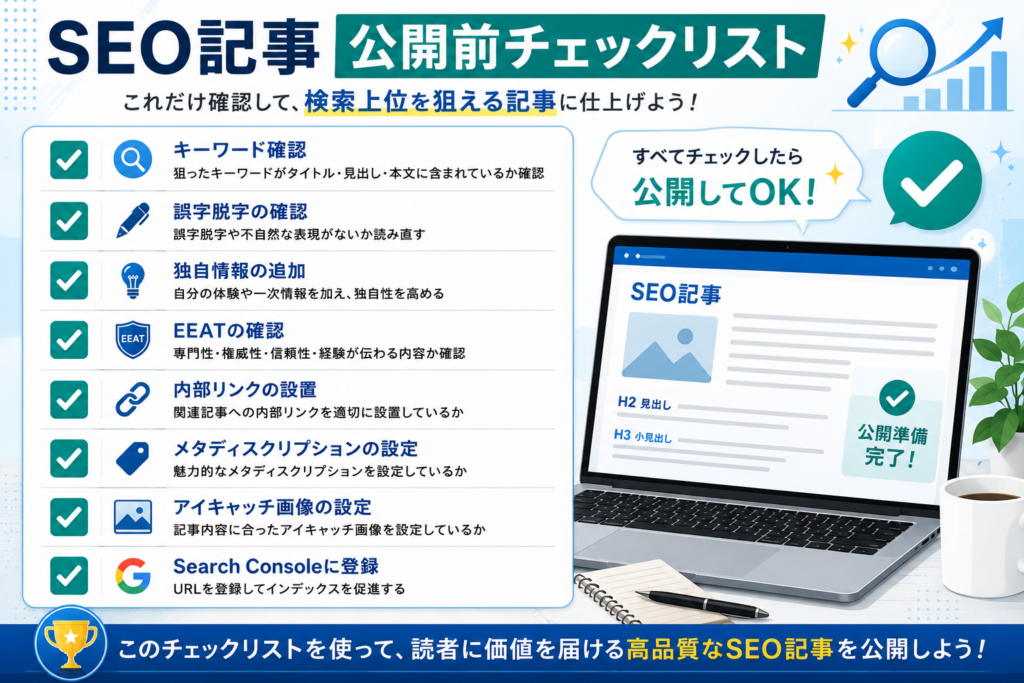 SEO記事の公開前チェックリスト