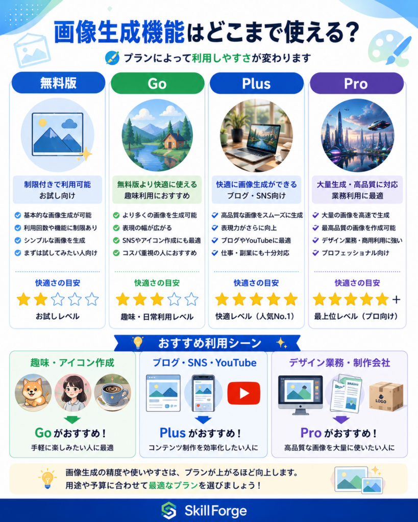 ChatGPT料金プラン別の画像生成機能の違い